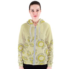 Sunflower Fly Flower Floral Women s Zipper Hoodie