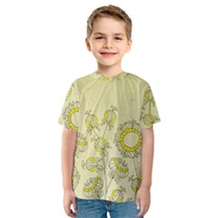 Sunflower Fly Flower Floral Kids  Sport Mesh Tee