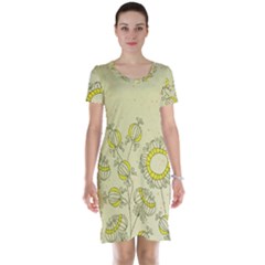 Sunflower Fly Flower Floral Short Sleeve Nightdress by Mariart