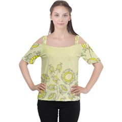 Sunflower Fly Flower Floral Cutout Shoulder Tee