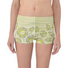 Sunflower Fly Flower Floral Reversible Boyleg Bikini Bottoms