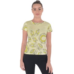 Sunflower Fly Flower Floral Short Sleeve Sports Top 