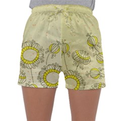 Sunflower Fly Flower Floral Sleepwear Shorts