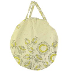 Sunflower Fly Flower Floral Giant Round Zipper Tote