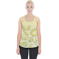 Sunflower Fly Flower Floral Piece Up Tank Top