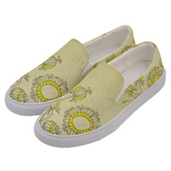 Sunflower Fly Flower Floral Men s Canvas Slip Ons