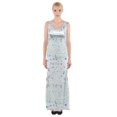 Spot Polka Dots Blue Pink Sexy Maxi Thigh Split Dress by Mariart