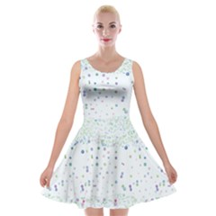 Spot Polka Dots Blue Pink Sexy Velvet Skater Dress by Mariart