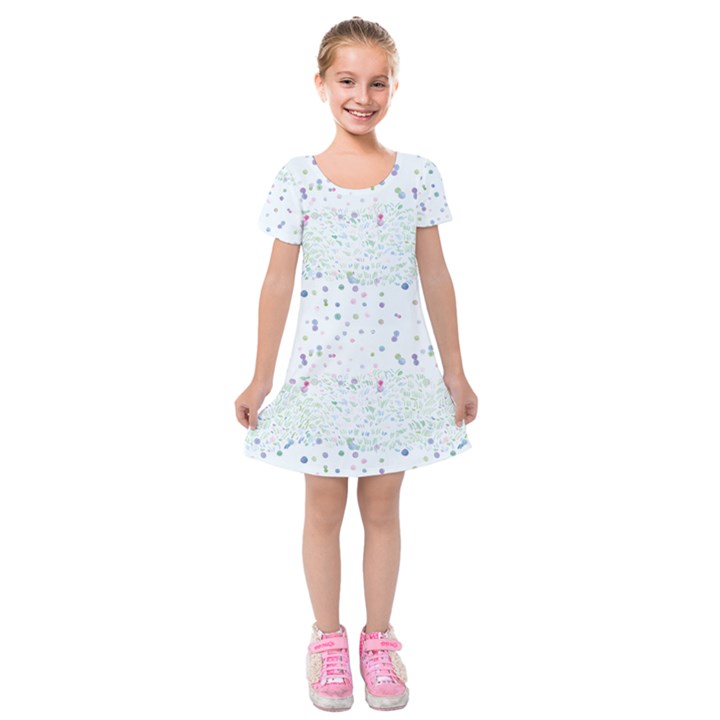 Spot Polka Dots Blue Pink Sexy Kids  Short Sleeve Velvet Dress