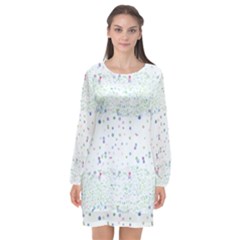 Spot Polka Dots Blue Pink Sexy Long Sleeve Chiffon Shift Dress  by Mariart