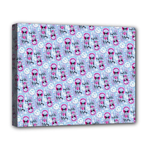 Pattern Kitty Headphones  Deluxe Canvas 20  X 16   by iCreate