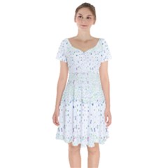 Spot Polka Dots Blue Pink Sexy Short Sleeve Bardot Dress by Mariart