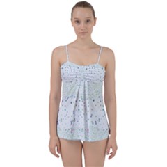 Spot Polka Dots Blue Pink Sexy Babydoll Tankini Set by Mariart