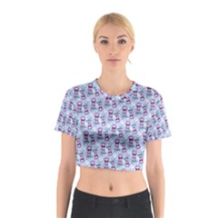 Pattern Kitty Headphones  Cotton Crop Top