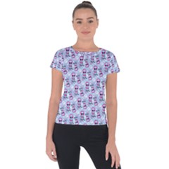 Pattern Kitty Headphones  Short Sleeve Sports Top  by iCreate