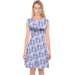 Pattern Kitty Headphones  Capsleeve Midi Dress by iCreate