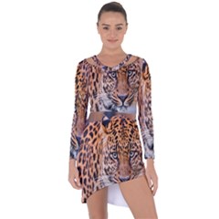 Tiger Beetle Lion Tiger Animals Leopard Asymmetric Cut-out Shift Dress