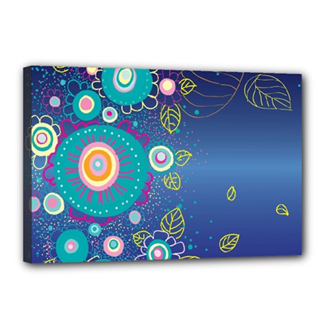 Flower Blue Floral Sunflower Star Polka Dots Sexy Canvas 18  X 12  by Mariart