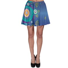 Flower Blue Floral Sunflower Star Polka Dots Sexy Skater Skirt by Mariart