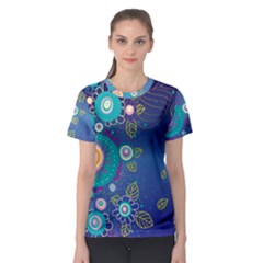 Flower Blue Floral Sunflower Star Polka Dots Sexy Women s Sport Mesh Tee