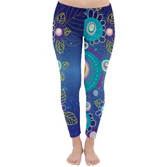 Flower Blue Floral Sunflower Star Polka Dots Sexy Classic Winter Leggings by Mariart