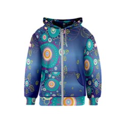 Flower Blue Floral Sunflower Star Polka Dots Sexy Kids  Zipper Hoodie by Mariart