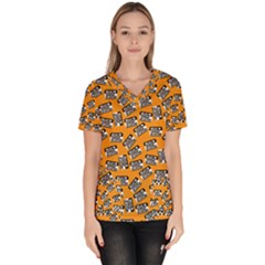 Pattern Halloween Wearing Costume Icreate Scrub Top