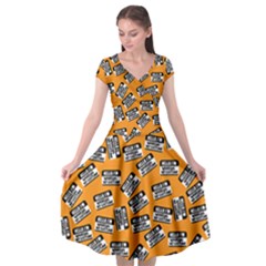 Pattern Halloween Wearing Costume Icreate Cap Sleeve Wrap Front Dress by iCreate