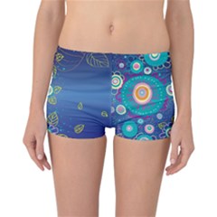 Flower Blue Floral Sunflower Star Polka Dots Sexy Reversible Boyleg Bikini Bottoms by Mariart