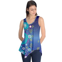 Flower Blue Floral Sunflower Star Polka Dots Sexy Sleeveless Tunic