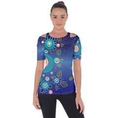 Flower Blue Floral Sunflower Star Polka Dots Sexy Short Sleeve Top