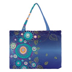 Flower Blue Floral Sunflower Star Polka Dots Sexy Medium Tote Bag by Mariart