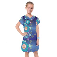 Flower Blue Floral Sunflower Star Polka Dots Sexy Kids  Drop Waist Dress