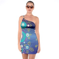 Flower Blue Floral Sunflower Star Polka Dots Sexy One Soulder Bodycon Dress by Mariart