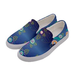 Flower Blue Floral Sunflower Star Polka Dots Sexy Women s Canvas Slip Ons by Mariart