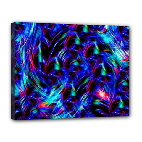 Dark Neon Stuff Blue Red Black Rainbow Light Canvas 14  X 11 