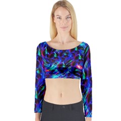 Dark Neon Stuff Blue Red Black Rainbow Light Long Sleeve Crop Top