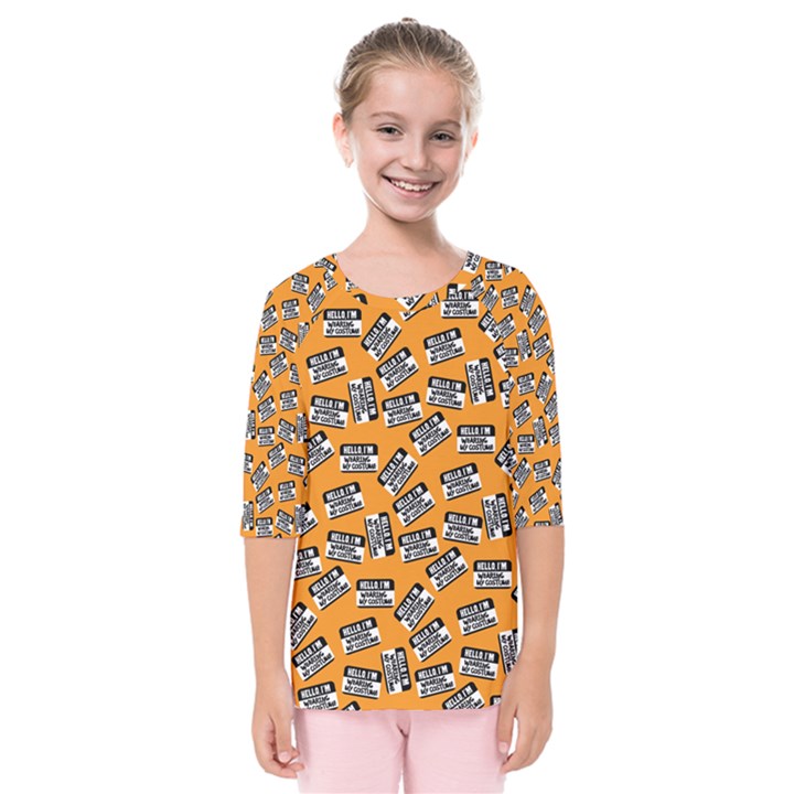 Pattern Halloween  Kids  Quarter Sleeve Raglan Tee