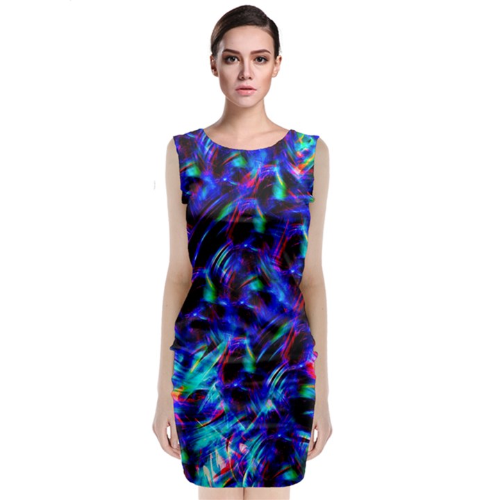 Dark Neon Stuff Blue Red Black Rainbow Light Classic Sleeveless Midi Dress