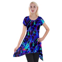 Dark Neon Stuff Blue Red Black Rainbow Light Short Sleeve Side Drop Tunic by Mariart