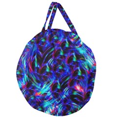 Dark Neon Stuff Blue Red Black Rainbow Light Giant Round Zipper Tote