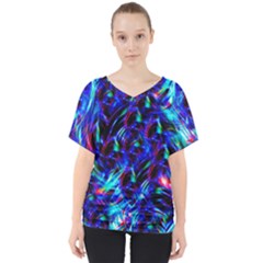 Dark Neon Stuff Blue Red Black Rainbow Light V-neck Dolman Drape Top