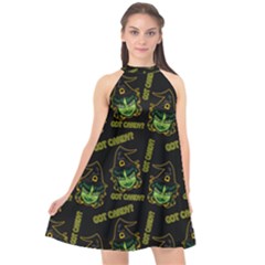 Pattern Halloween Witch Got Candy? Icreate Halter Neckline Chiffon Dress 