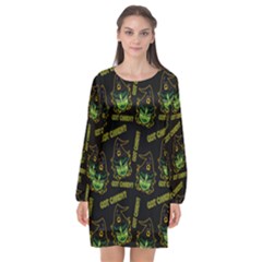 Pattern Halloween Witch Got Candy? Icreate Long Sleeve Chiffon Shift Dress 