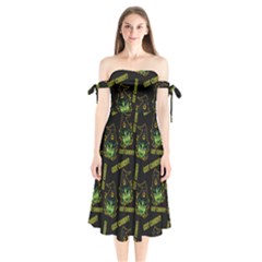 Pattern Halloween Witch Got Candy? Icreate Shoulder Tie Bardot Midi Dress