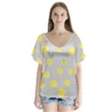 Cute Fruit Cerry Yellow Green Pink V-Neck Flutter Sleeve Top View1