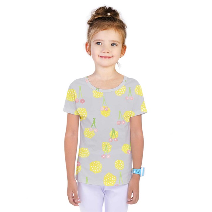 Cute Fruit Cerry Yellow Green Pink Kids  One Piece Tee