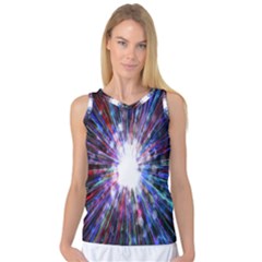 Seamless Animation Of Abstract Colorful Laser Light And Fireworks Rainbow Women s Basketball Tank Top