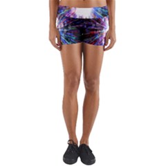 Seamless Animation Of Abstract Colorful Laser Light And Fireworks Rainbow Yoga Shorts