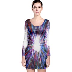 Seamless Animation Of Abstract Colorful Laser Light And Fireworks Rainbow Long Sleeve Velvet Bodycon Dress by Mariart